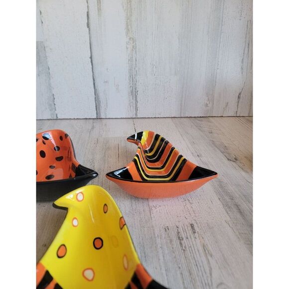 Real home ceramic witch hat Halloween bowl candy trinket set - Picture 5 of 8